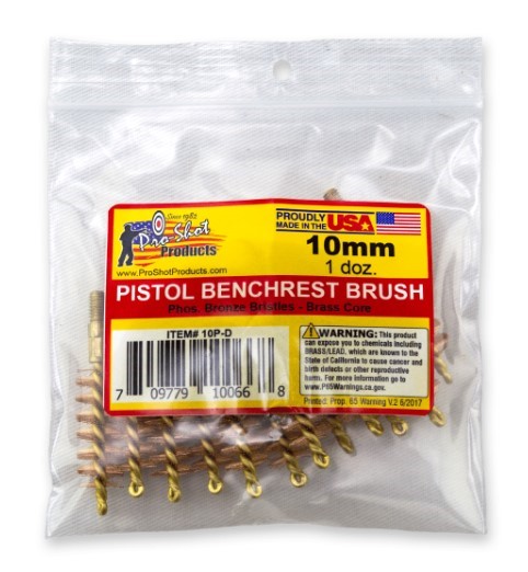 PROSHOT 10MM/.40 CAL. PISTOL BRUSH - 12 QTY. BULK PACK 10P-D - Taurus Savings